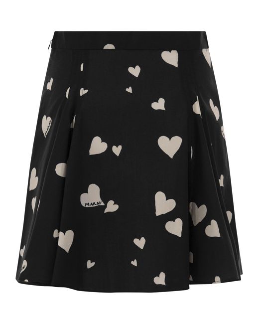 Marni Black Skirt With Heart Motif