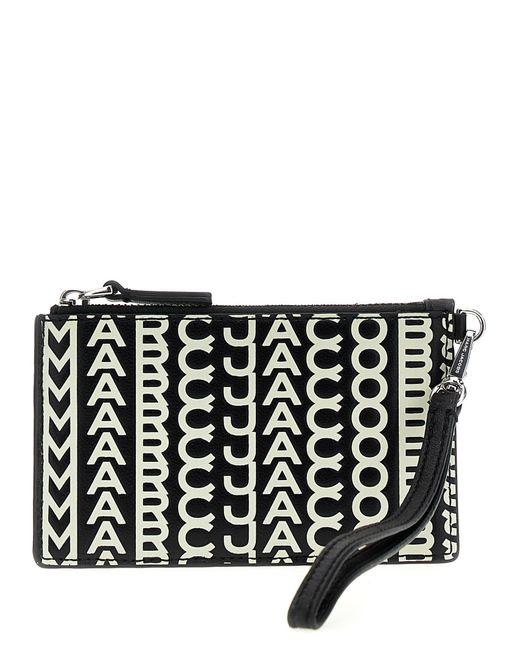 Marc Jacobs Black The Monogram Leather Top Zip Wristlet Wallets