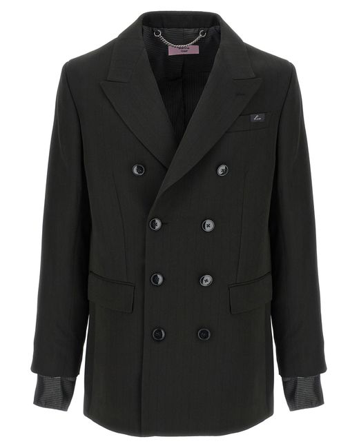 Martine Rose Black Striped Double-Breasted Blazer for men