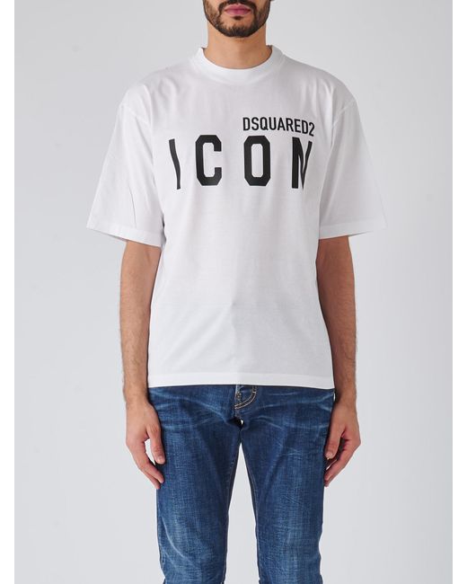 DSquared² White Be Icon Loose Fit Tee T-Shirt for men