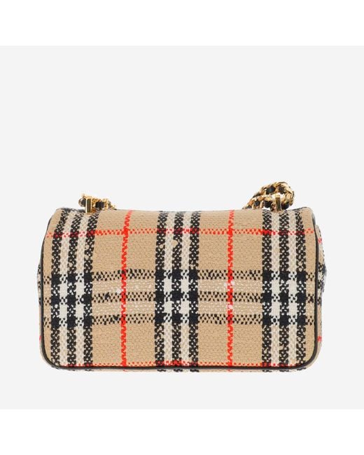 Burberry Natural Lola Small Bouclé Bag With Vintage Check Pattern
