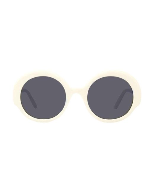 Loewe White Sunglasses Rectangle Full Rim, Frame And Smoke Lens Lw40135I25A