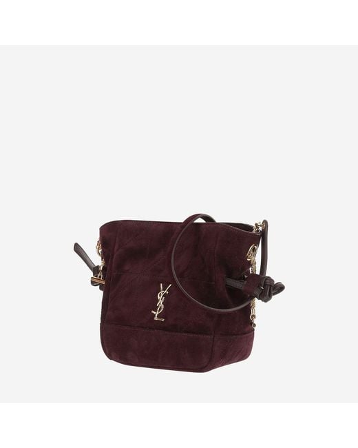 Saint Laurent Purple Suede Shoulder Bag Leather And