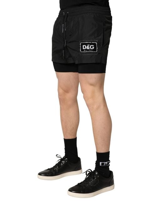 Dolce & Gabbana Black Polyester Drawstring Shorts Swimwear for men