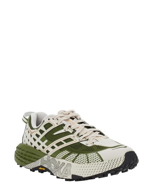 Hoka One One Green Low Top Sneakers With Geometric Motif