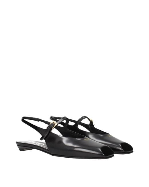 Prada Black Leather Flat Sandals