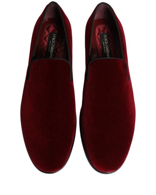 Dolce & Gabbana Purple Velvet Slip On Dress Loafers Shoes Cotton for men