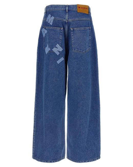 Marni Blue Low Waist Wide Leg Denim Jeans for men