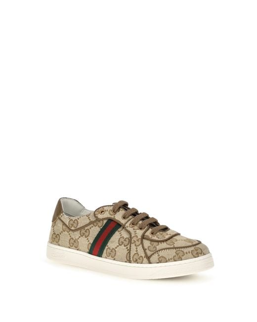 Gucci Metallic Sneakers Gg Monogram Web Detail Upper Fabric Trainers for men