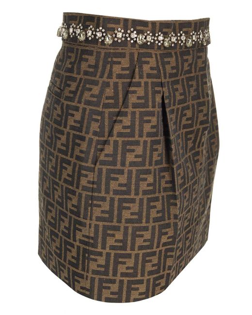 Fendi Front Pleats Mini Skirt in Brown Lyst UK