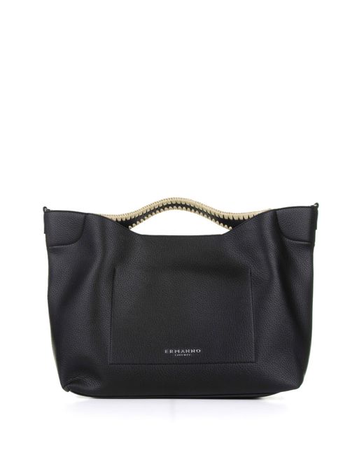 ERMANNO FIRENZE Black Rachele Large Leather Handbag