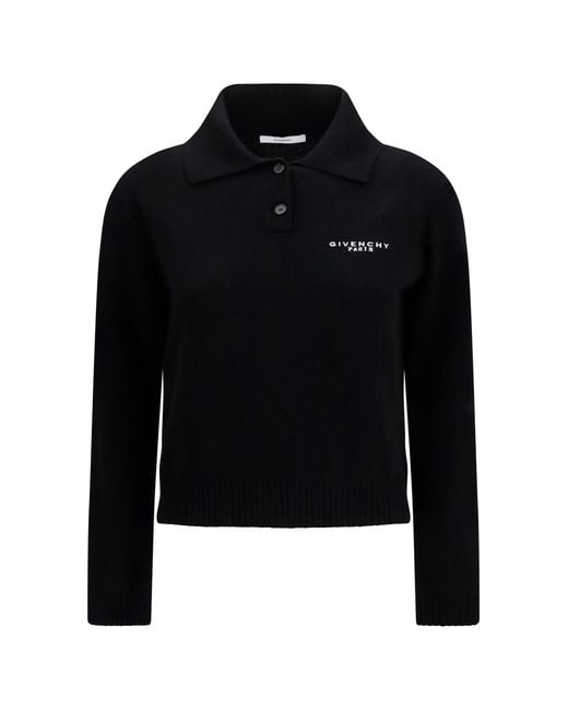 Givenchy Black Wool And Cashmere Polo Sweater