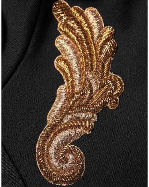 Dolce & Gabbana Black Embroidered Tassel Hooded Sweatshirt Sweater Cotton Clothing