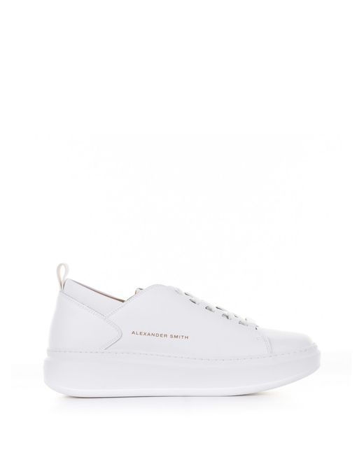 Alexander Smith White Wembley Leather Sneaker for men