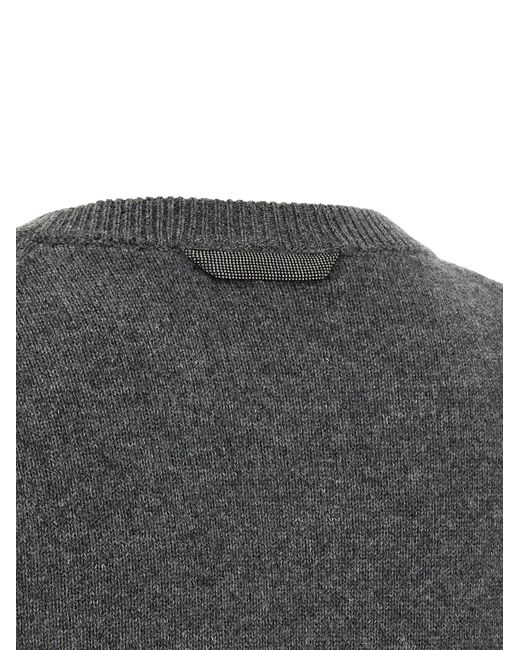 Brunello Cucinelli Gray Monile Cashmere Sweater