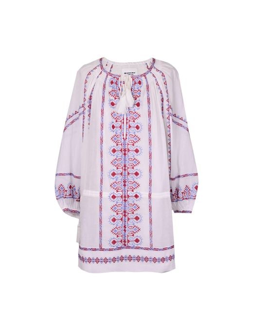 Isabel Marant Pink Embroidered Cotton Mini Dress