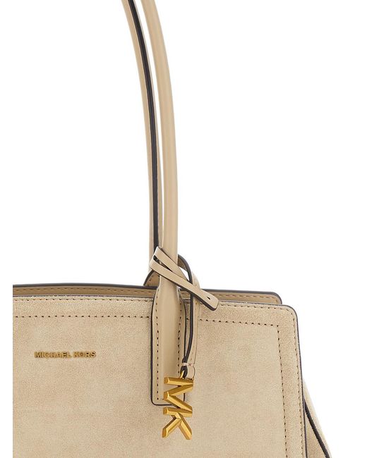MICHAEL Michael Kors Natural Shoulder Bag Laila Suede Cowhide Leather