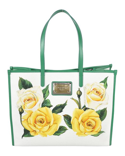 Dolce & Gabbana Yellow Floral Print Large Tote