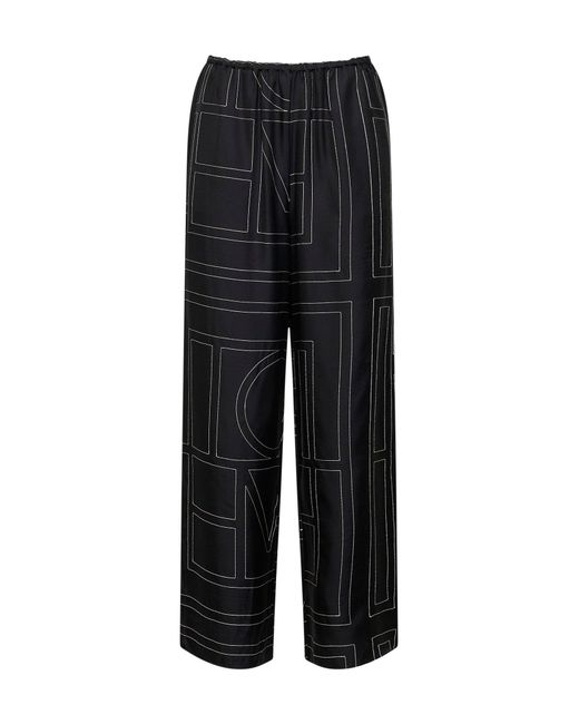 Totême Black Monogram Silk Pj Trousers