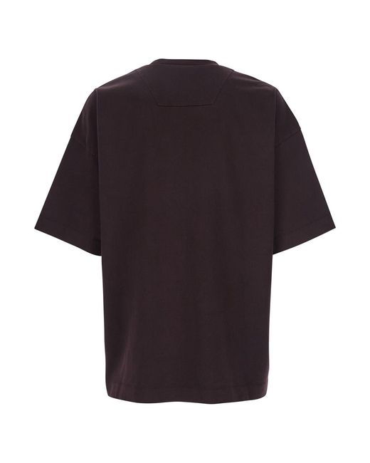 Juun.J Black T-Shirt With Logo Embroidered On The Front And Print Back for men