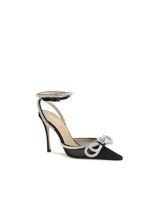 Mach & Mach Metallic Black Silk High Heel Pumps