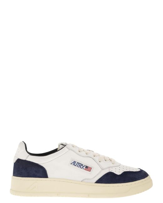 Autry White Medalist Low Sneakers In Goatskin And Suede for men