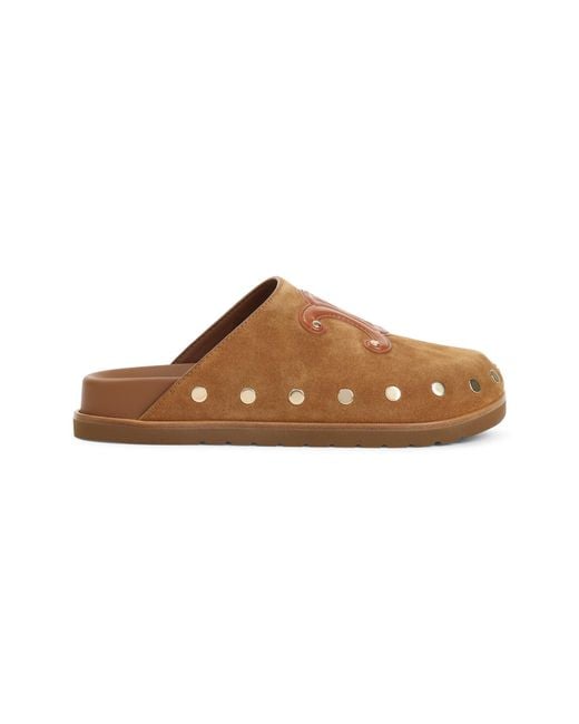 Céline Brown Triomphe Wedge Mules