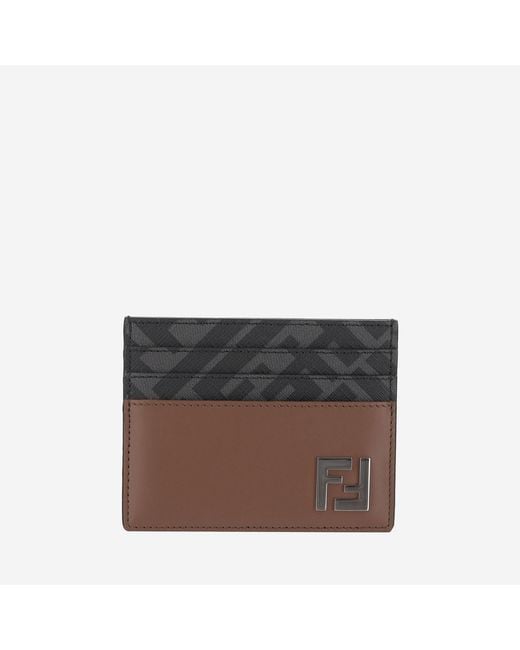 Fendi Black Card Holder Leather Wallets & Cardholders for men