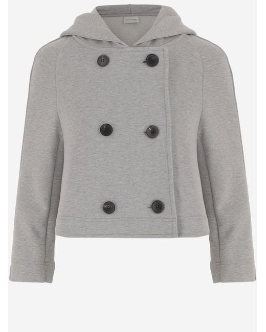 Dries Van Noten Gray Jacket Double-Breasted Cotton