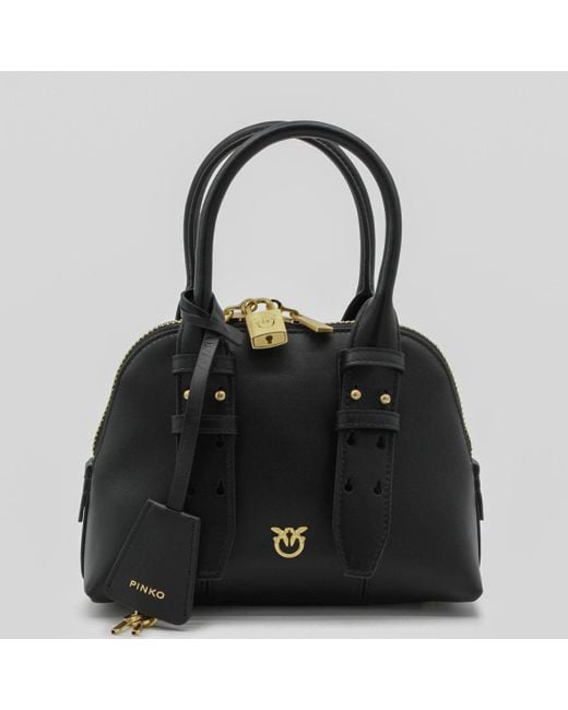Pinko Black Leather Mini Escape Top Handle Bag