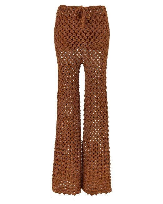 Ermanno Scervino Brown Crochet Cotton Trousers