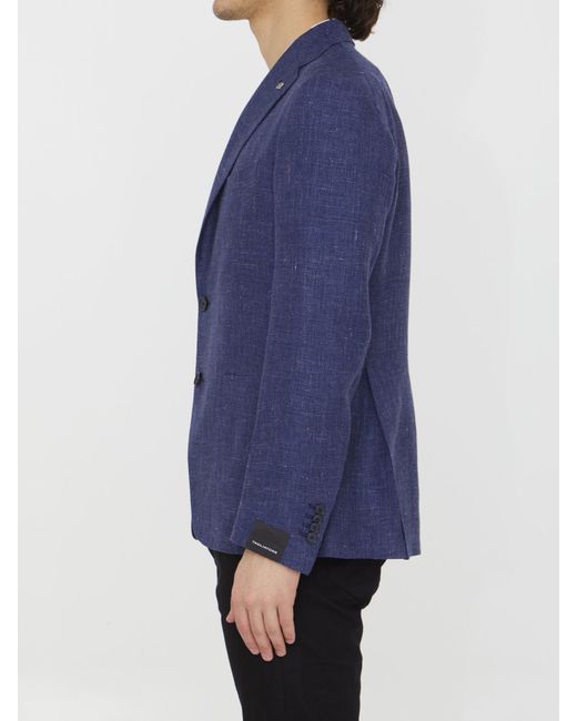 Tagliatore Blue Linen And Wool Jacket for men