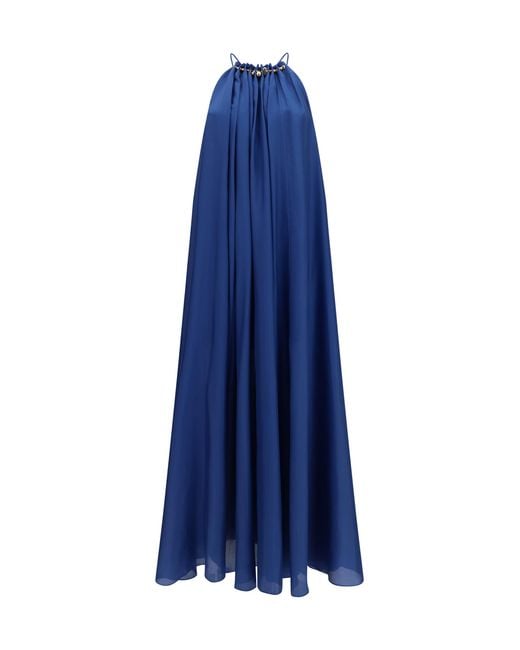 Zimmermann Blue Aster Pleated Pearl Dress Silk