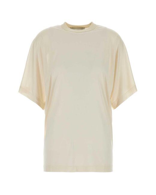 Carven White Ivory Silk Oversize T-Shirt