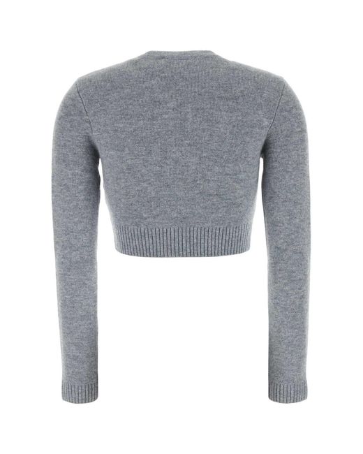 Self-Portrait Gray Grey Stretch Wool Blend Cardigan