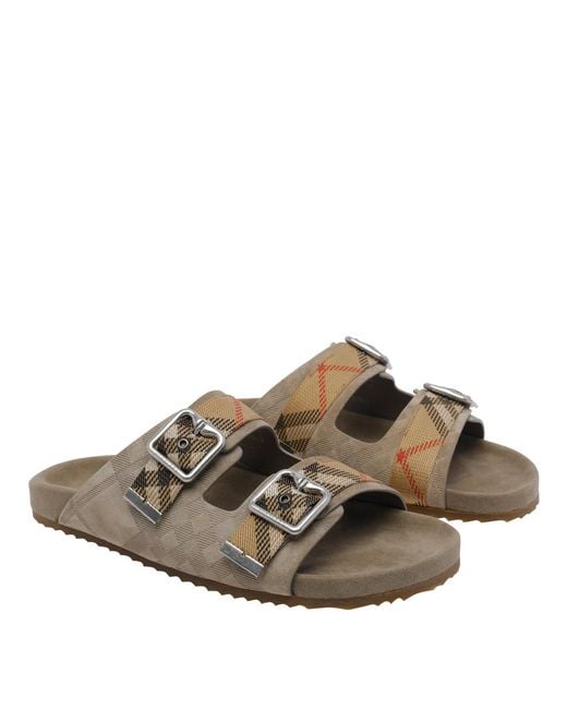 Burberry Brown Sandals Suede Leather/Rubber Sole for men