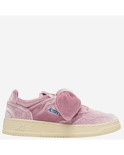 Autry Pink Low Velvet Sneakers (Polyester Trainers