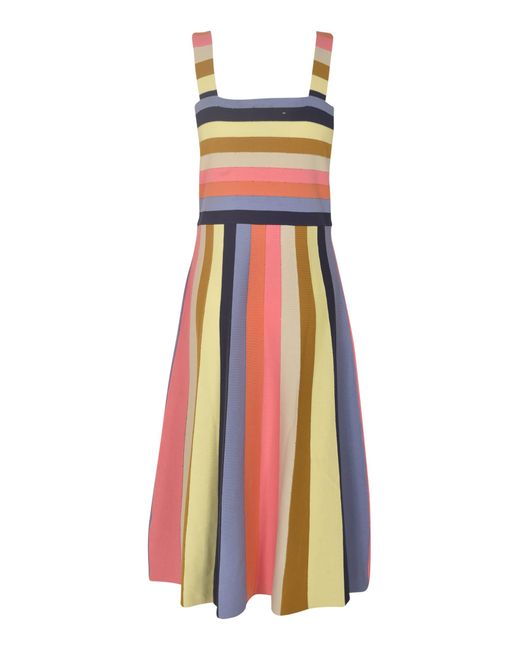 Paul Smith White Square-Neck Sleeveless Stripe Dress