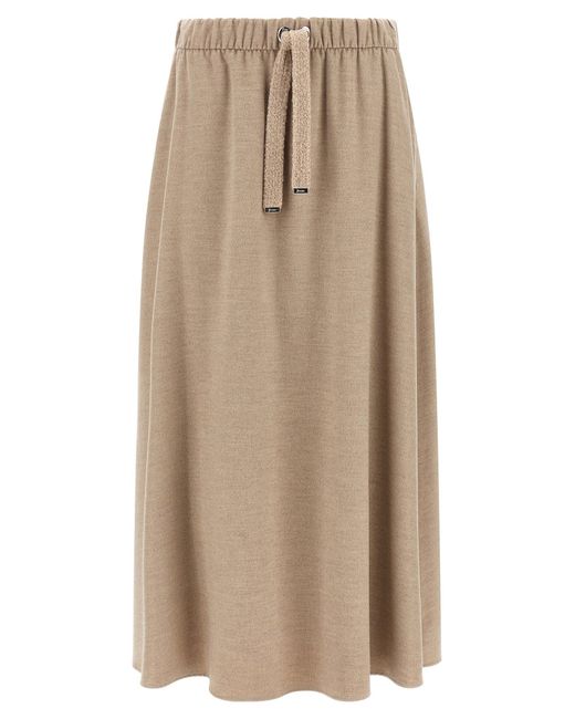 Herno Natural A-Line Cashmere-Blend Skirt