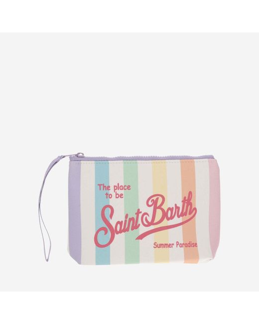 Mc2 Saint Barth Pink Scuba Clutch Bag With Striped Pattern