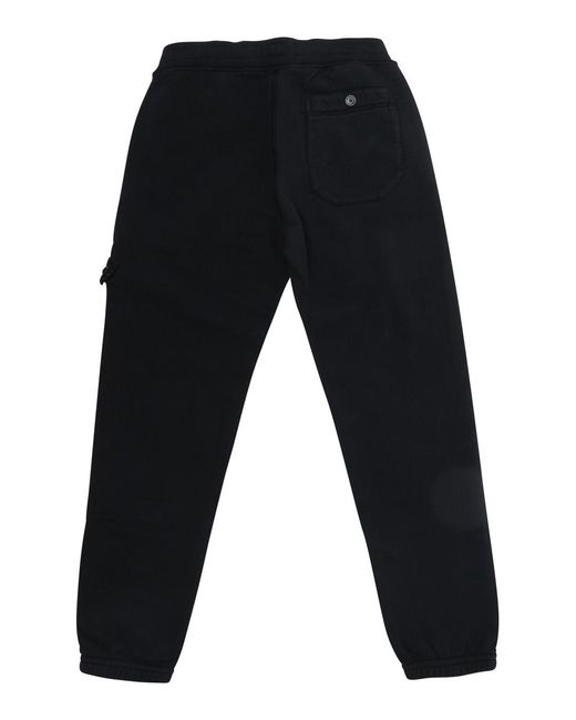 Stone Island Black Sweatpants With Nylon Patch — Trousers for men