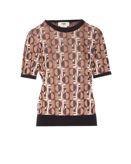 Fendi Women's Pink Optical Viscose T-Shirt