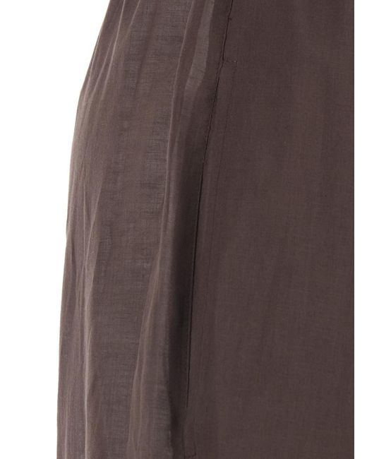 FEDERICA TOSI Brown High-Waisted Cotton Muslin Pants With Pockets For Trousers