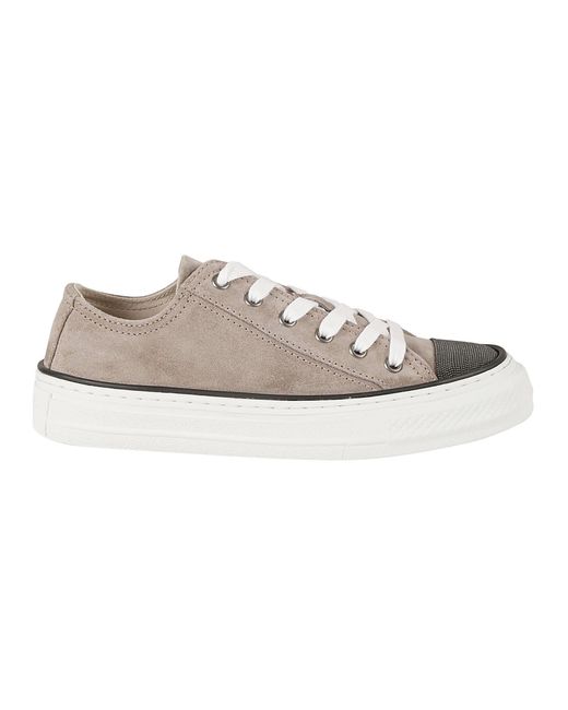 Brunello Cucinelli White Softy Velour Pair Of Sneakers