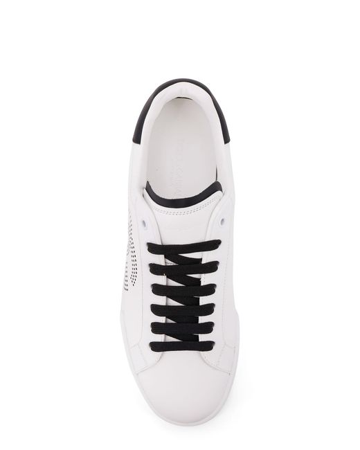 Dolce & Gabbana White Portofino Leather Low-Top Sneakers for men
