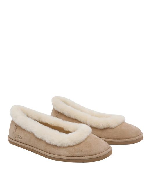 Ugg Natural Flat Shoes Suede Leather /Rubber Sole