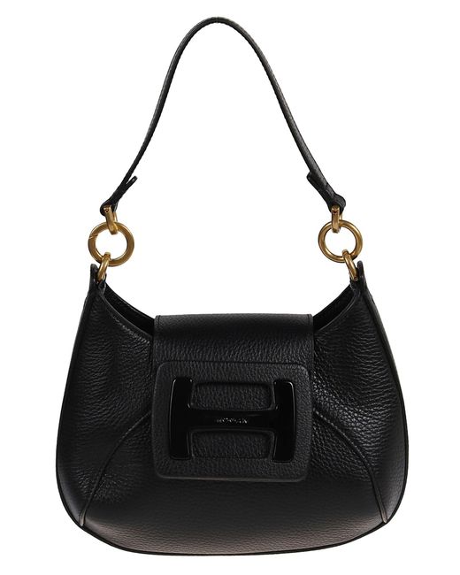 Hogan Leather H-plaque Mini Hobo Bag in Nero (Black) - Save 25% | Lyst