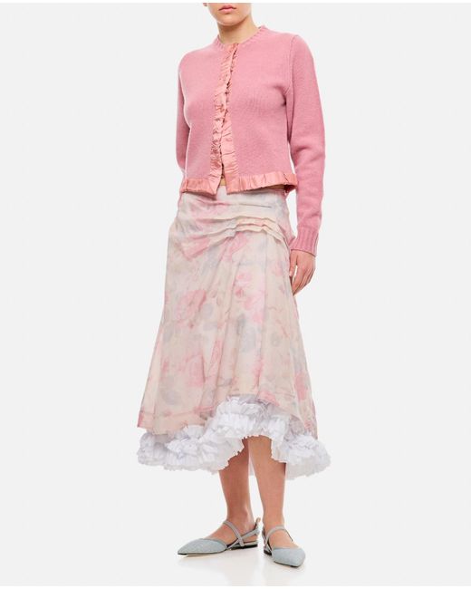 Molly Goddard Pink Eleanor Printed Midi Skirt