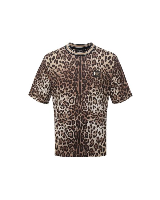 Dolce & Gabbana Multicolor Leopard Print T Shirt for men