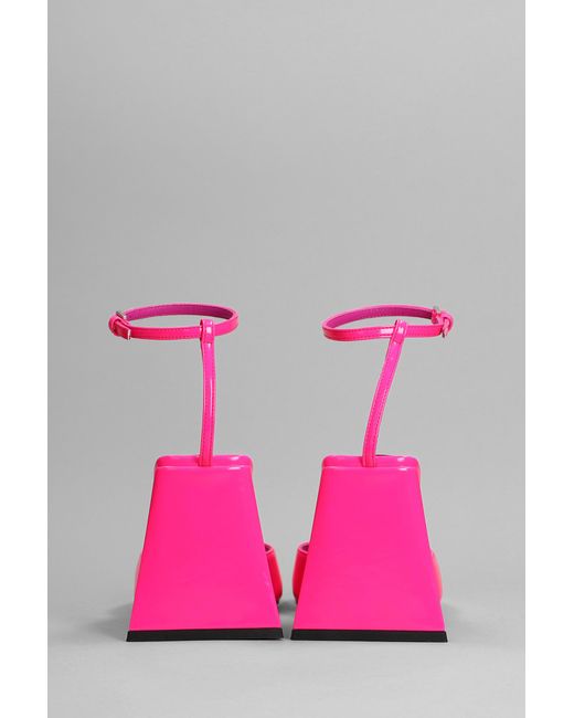The Attico Pink Piper Sandals In Fuxia Leather